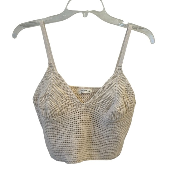 Miss Love 🤍 Women's Cream Knit Crop Top Medium - Picture 1 of 7